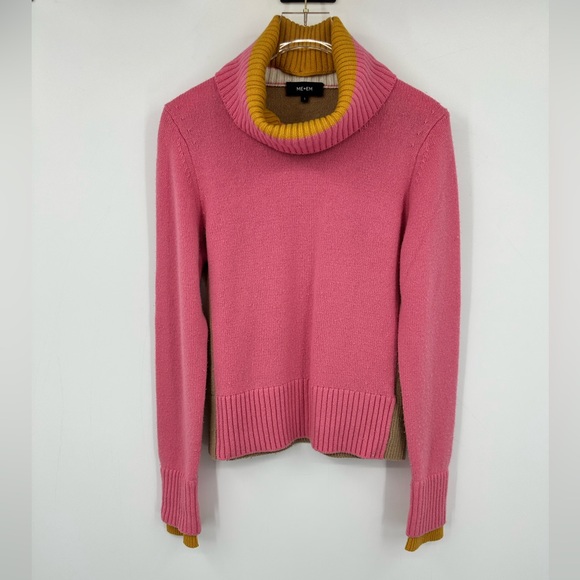 *ME+EM Pink Camel Detachable Snood Wool Cashmere Turtleneck Sweater Small AT631 - Picture 5 of 16